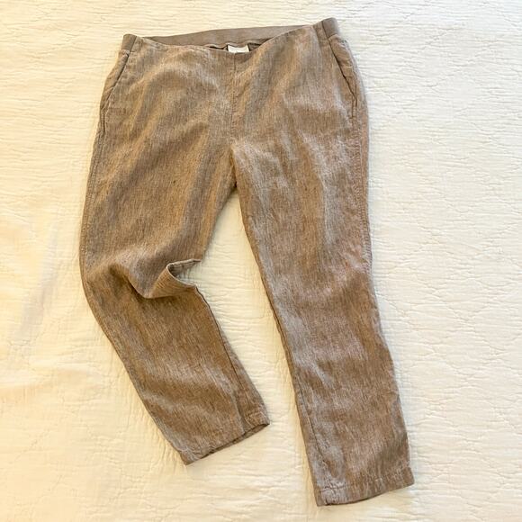 J. Jill Love Linen Brown Cropped Beach Pants 100% Linen Lg. - Picture 1 of 6